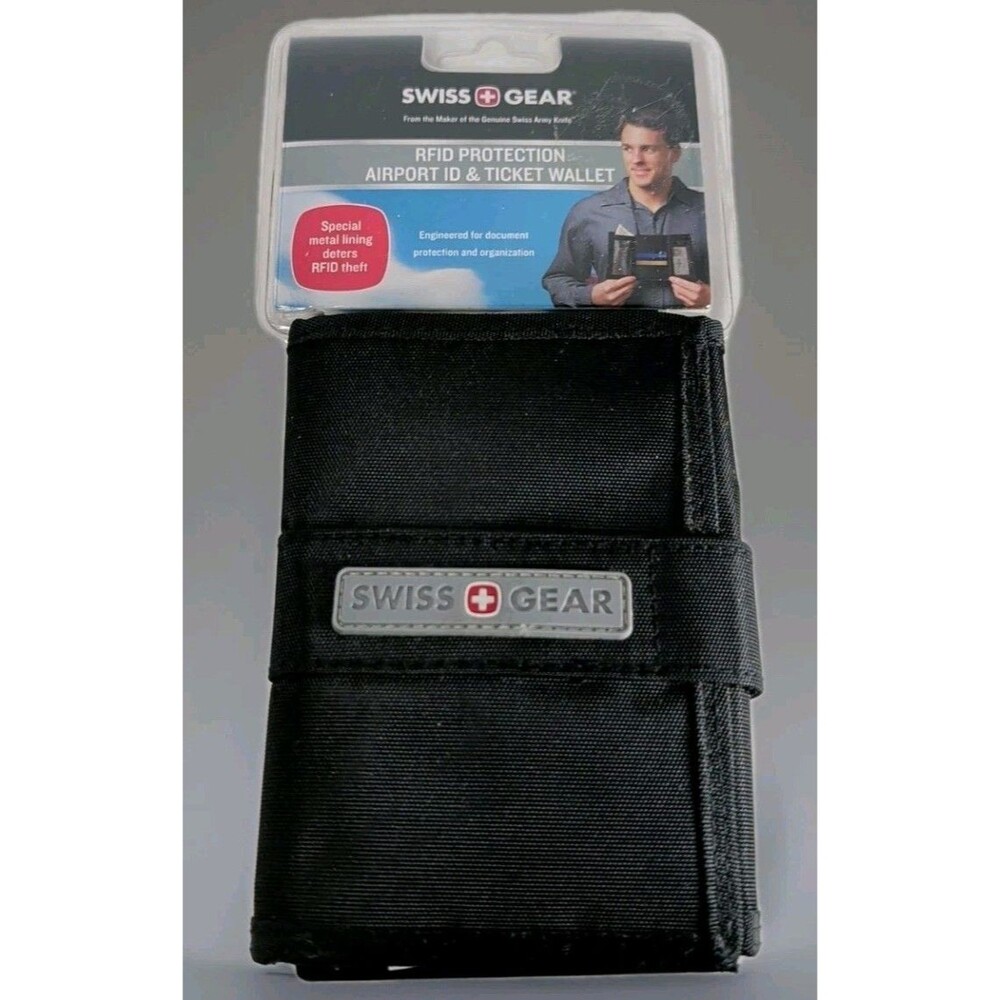 SwissGear RFID Blocking Airport ID Ticket Passport Wallet Black New in Package
